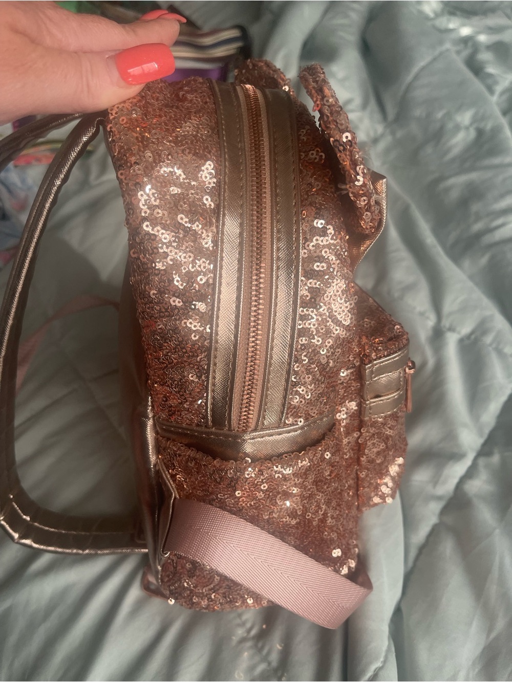 Loungefly Rose Gold Sequin Disney Mini Backpack - Picture 4 of 5